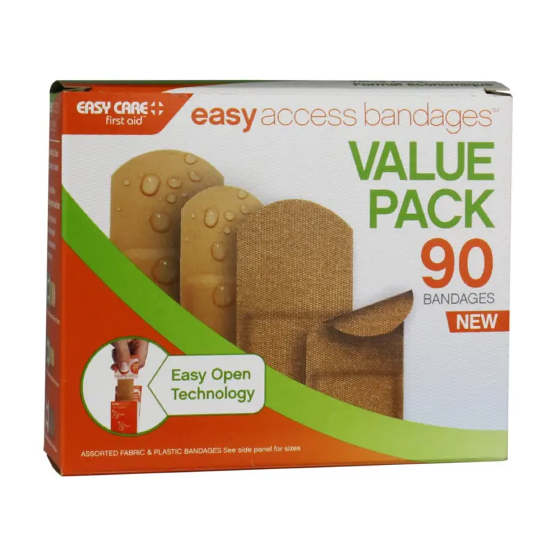 Easy Access Bandages Value Pack – 90-Count Assorted First Aid Strips