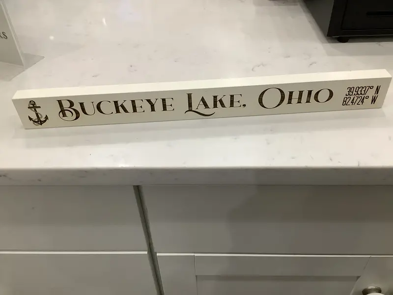 Engraved Wooden Twig Art Featuring Buckeye Lake, OH