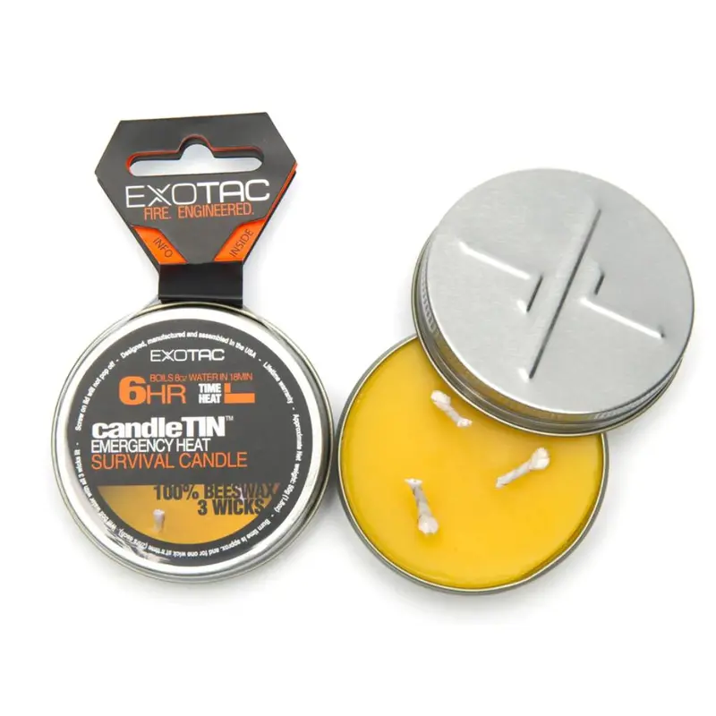 Exotac CandleTIN Emergency Light – Long-Burning Portable Heat and Flame Source