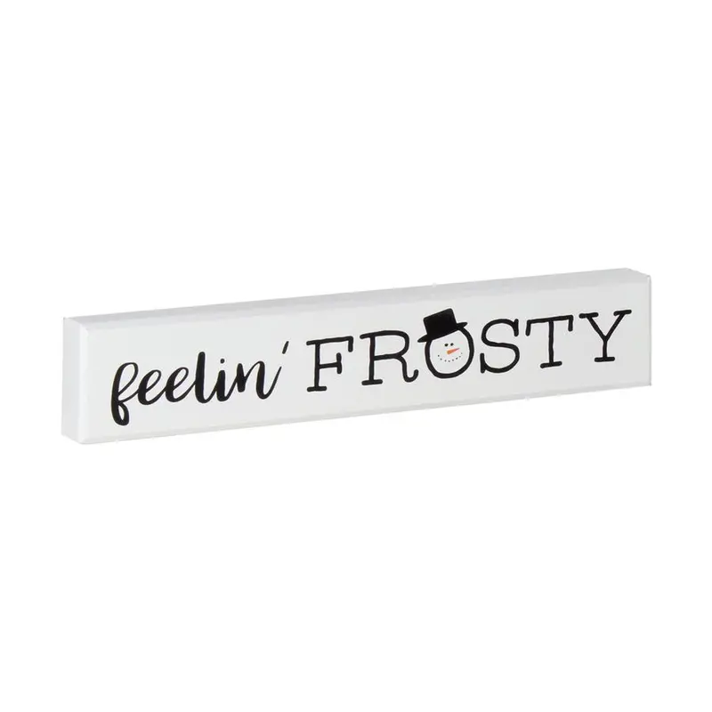 ‘Feelin’ Frosty’ Wooden Sitter – Witty Winter-Themed Accent