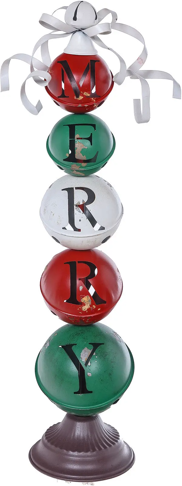 Festive Red White Green Merry Bell Table Stand