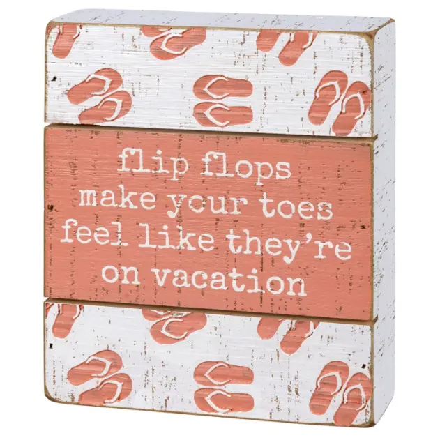 Flip-Flop Slat Wood Sign – Distressed Coastal-Themed Wall Hanging
