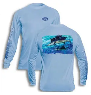Flying Fisherman Performance Sailfish Tee – Blue Mist, Medium