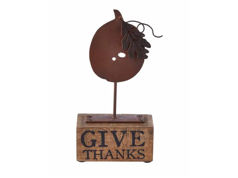Give Thanks Wooden Pumpkin Sign – Seasonal Fall Décor
