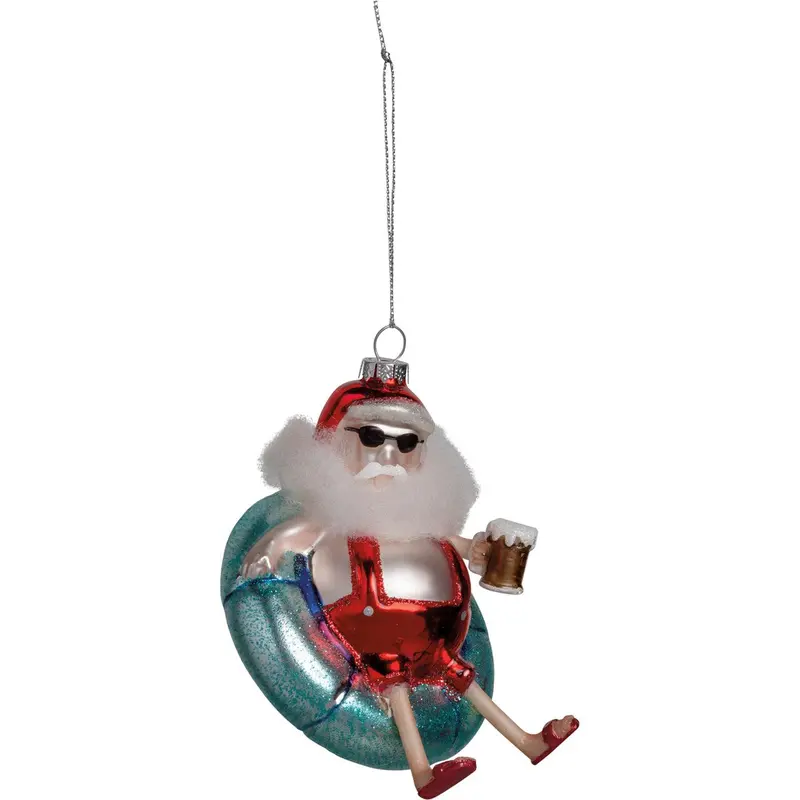 Glass Santa Ornament with Floating Design
