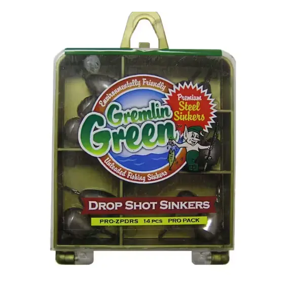 Gremlin Green Premium Steel Drop Shot Sinkers – 14-Piece Pack