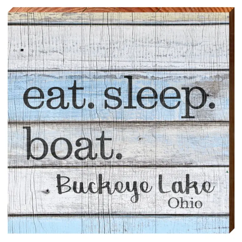Grey Buckeye Lake T-Shirt – ‘Eat. Sleep. Boat.’ Lifestyle Design