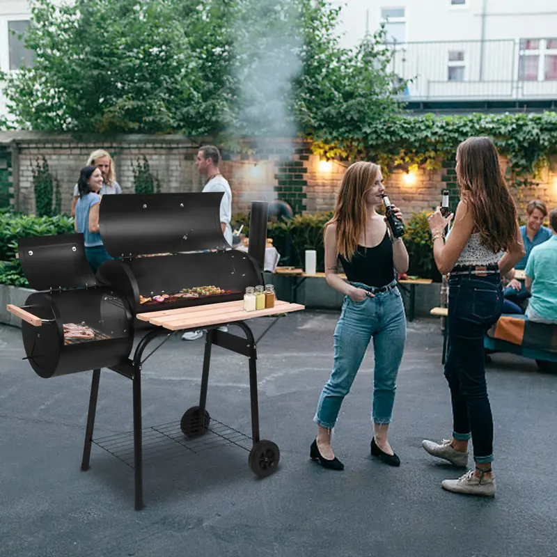 Heavy-Duty Oil-Drum Charcoal Grill – High-Heat Powder-Coated BBQ Furnace with Rolling Wheels