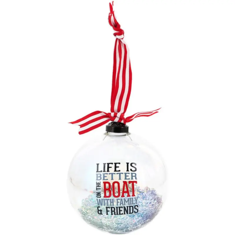 Iridescent Glass Boat Ornament – 4 Inches