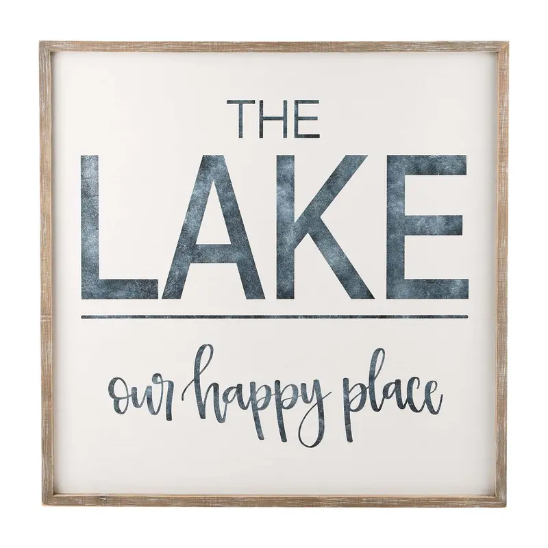 ‘Lake Is Our Happy Place’ Wooden Serving Board