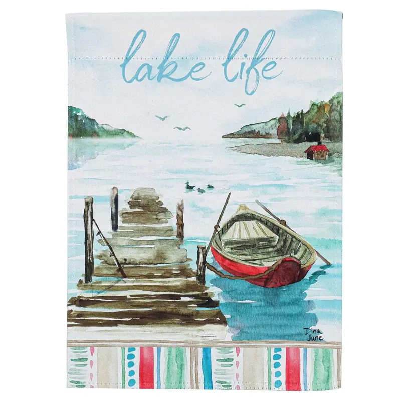 Lake Love Garden Flag in Soft Suede Fabric