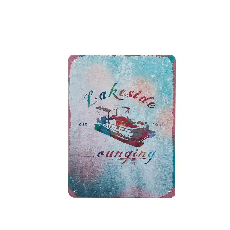 Lakeside Lounging Metal Wall Sign – Vintage-Inspired Outdoor Decor