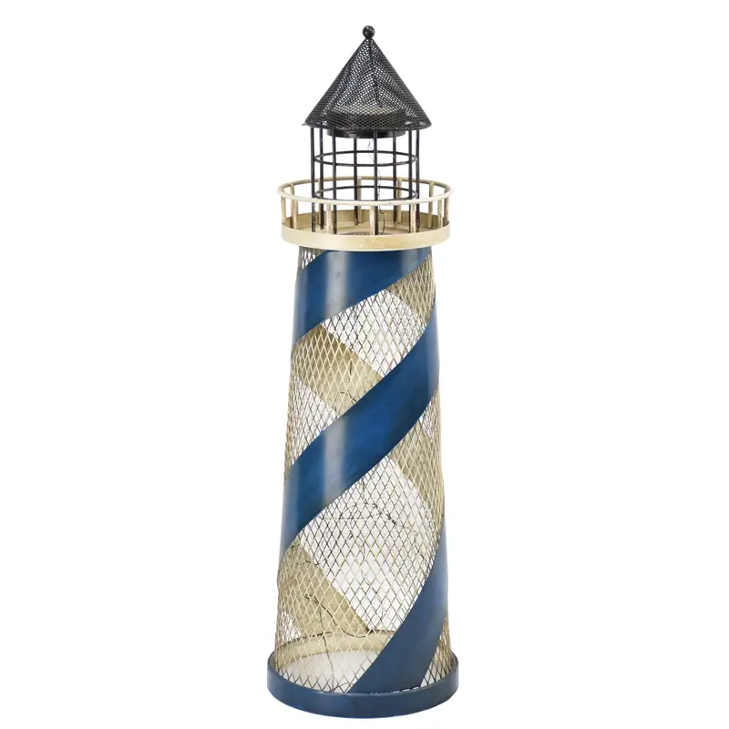 LED Lighthouse Bottle Holder – 22-Inch Metal Wine Display