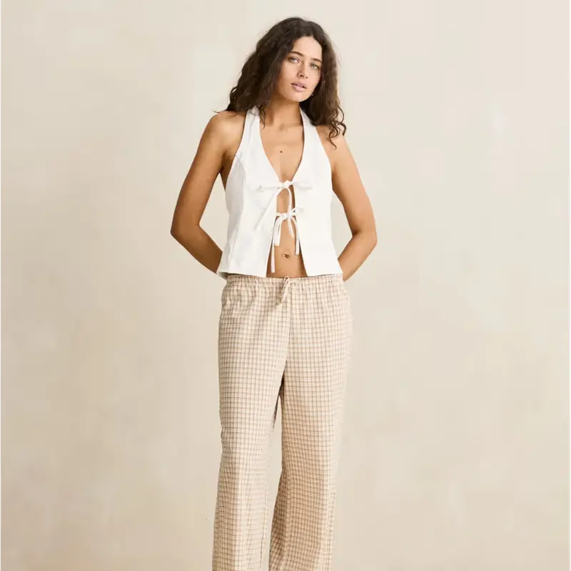 Louise Tie-Front Halter Crop Top