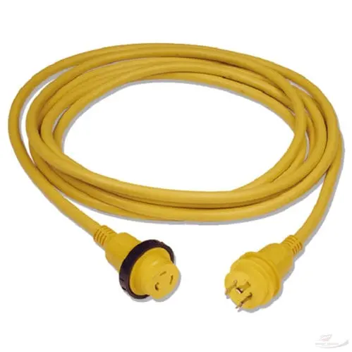 Marinco PowerCord Plus® 30A/125V Shore Power Cord – 25-Foot Yellow with LED Light (Model 199117)