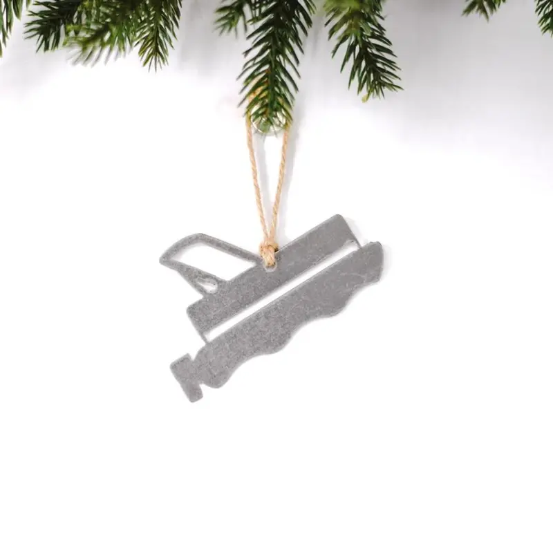 Metal Pontoon Boat Shaped Holiday Ornament