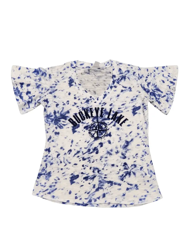 Midnight Blue Flutter-Sleeve Graphic Tee
