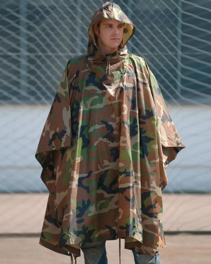 Mil-Tec Woodland Ripstop Camo Poncho – Lightweight Weather Protection