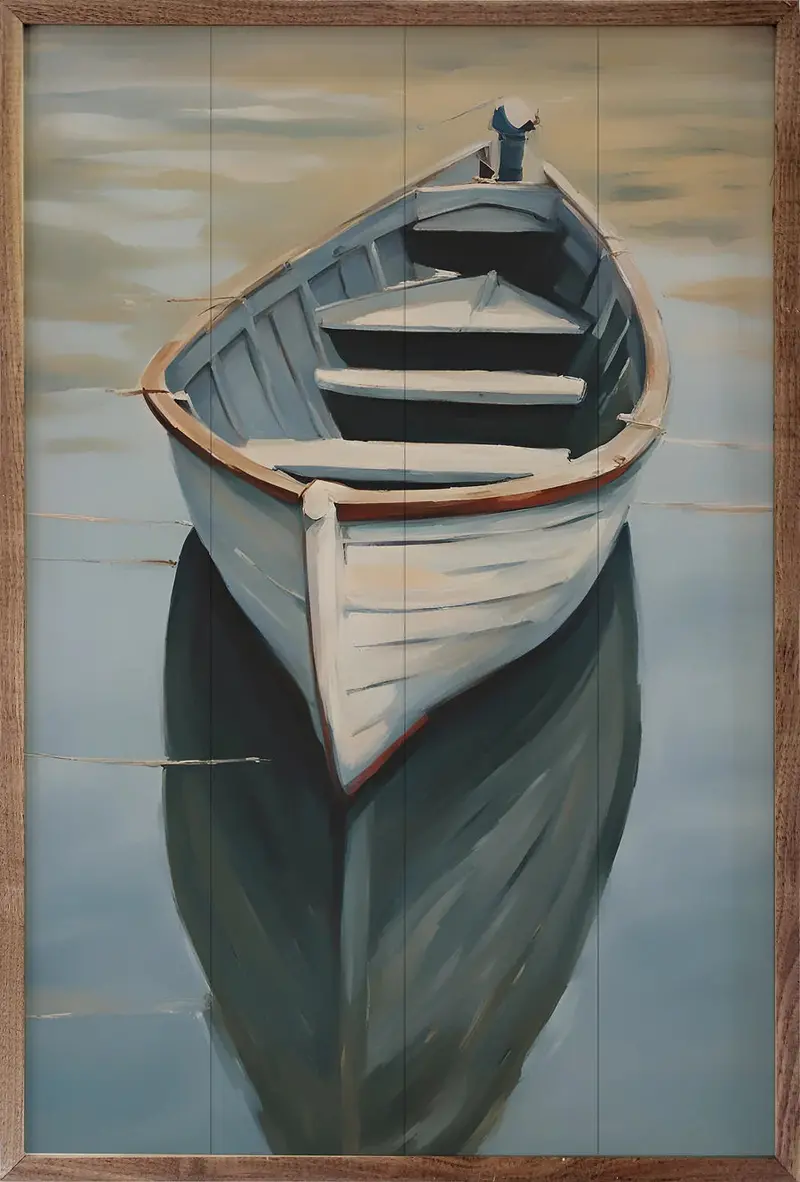 Minimalist Fishing Boat Silhouette Decor