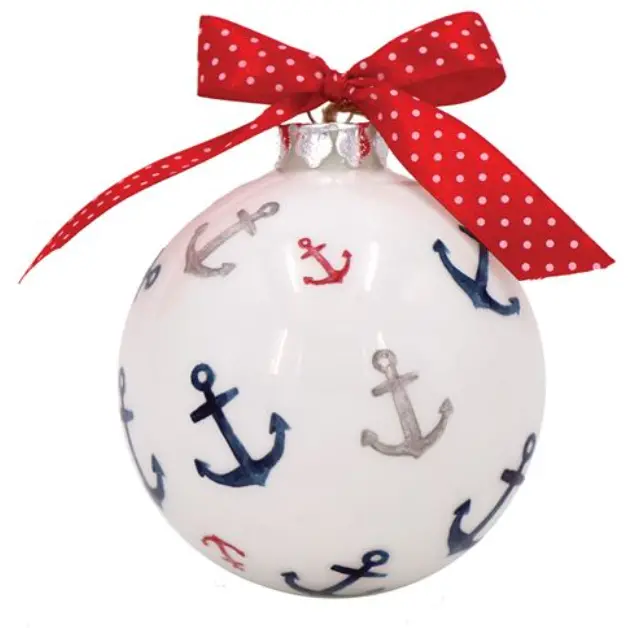 Nautical Anchor Pattern Holiday Ornament