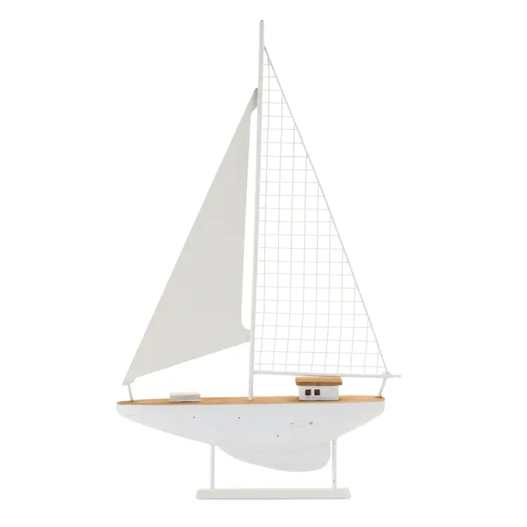 Nautical Sailboat Ornament – Metal and Reclaimed Wood