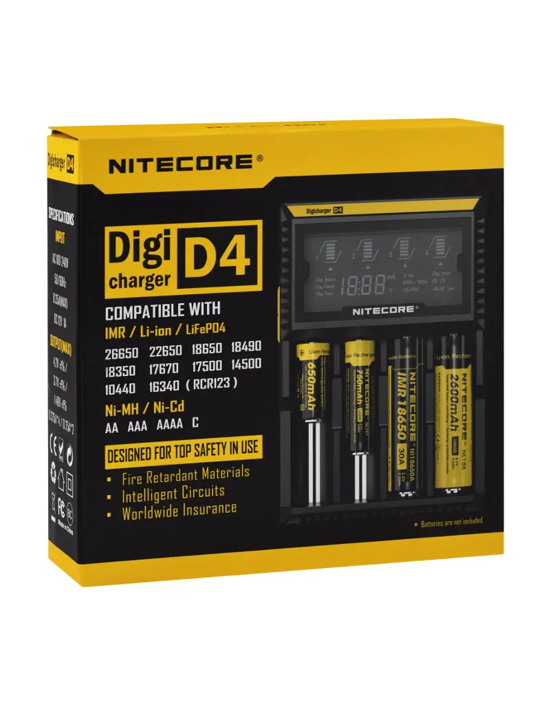 Nitecore D4 Smart Digital Charger – Supports Multiple Battery Types