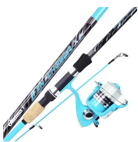 Okuma Fin Chaser X Spinning Rod & Reel Combo – 6’6″, 2-Piece, Sky Blue