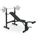 Olympic-Style Weight Bench with Squat Rack – BTMWAY Adjustable Power Bench with Leather Cushion and Foldable Frame