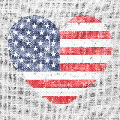 Patriotic Love–Themed Cocktail Napkins (Set of 4)