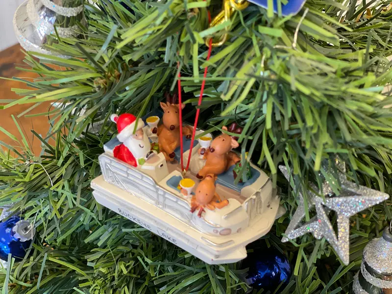 Pontoon Boat Resin Holiday Ornament