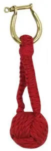 Red Monkey Fist Keychain with Genuine Leather Strap