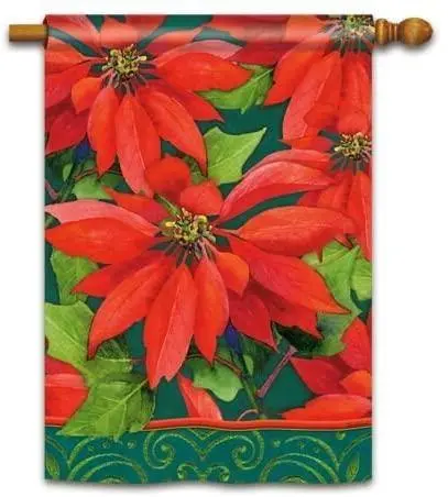Red Poinsettia Holiday Garden Flag