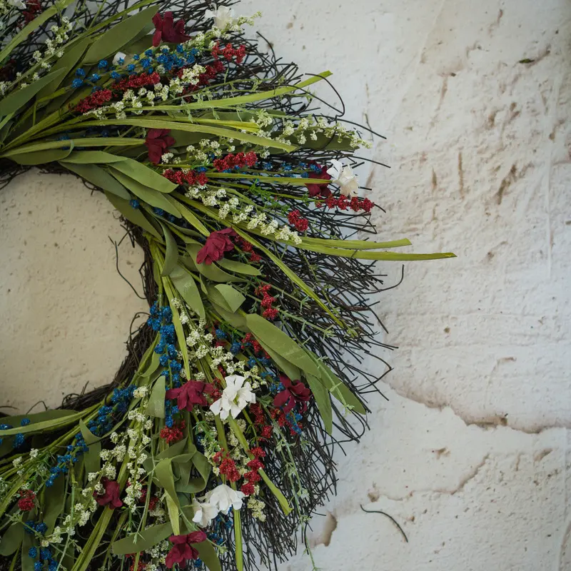 Red, White & Blue Patriotic Wreath – 24 Inches