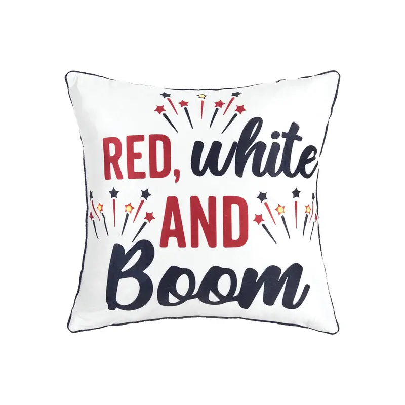 Red, White & Boom Patriotic LED Light Pillow