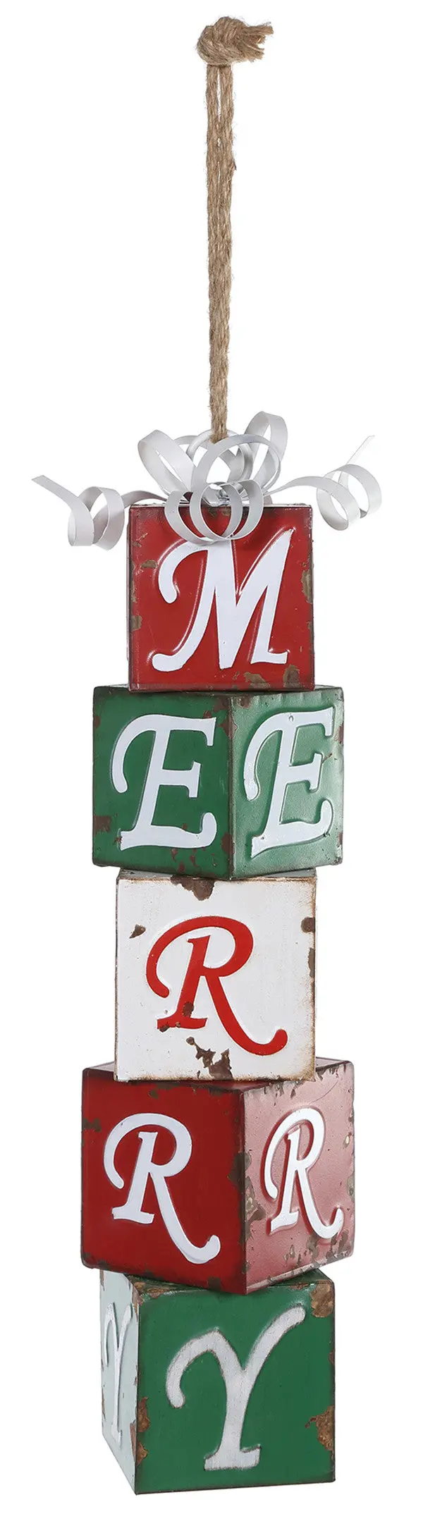 Red/White/Green Merry Stackable Hanging Ornament