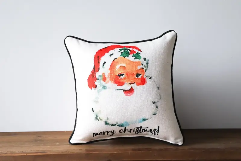 Retro-Style Santa Pillow with Vintage Aesthetic