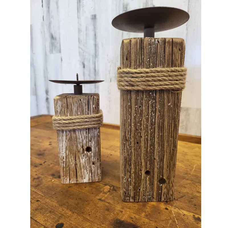 Rustic Wooden Candle Stand