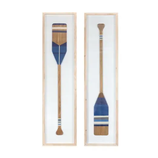Rustic Wooden Oar Wall Decor with Frame
