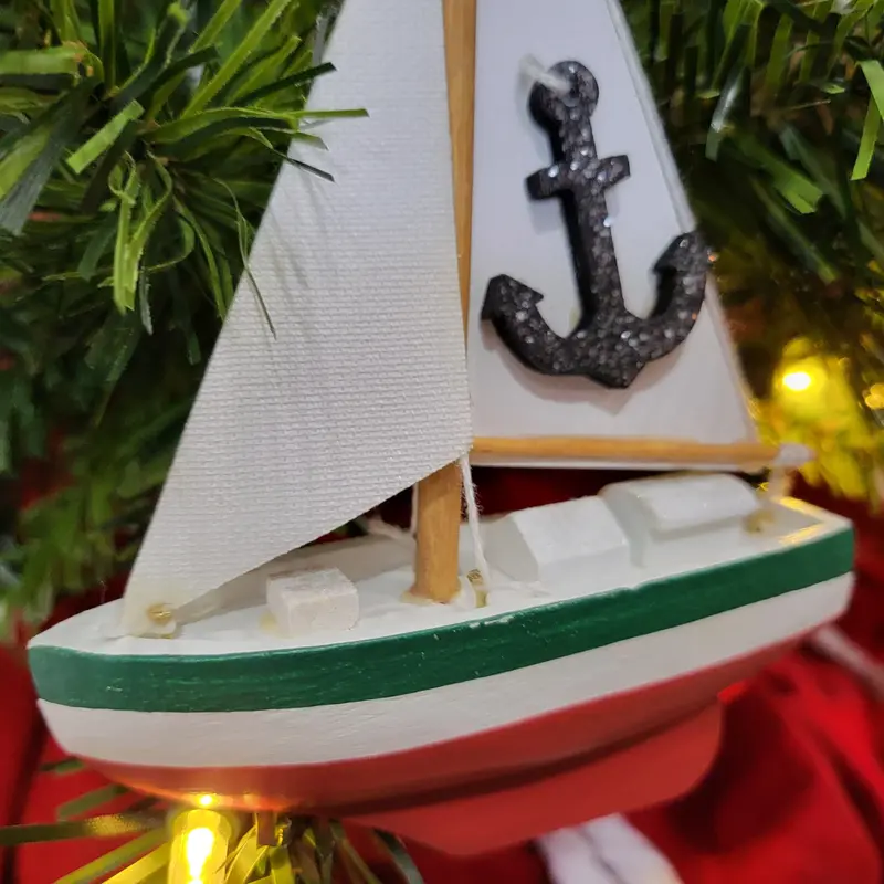 Sailboat and Anchor Dual-Motive Christmas Ornament