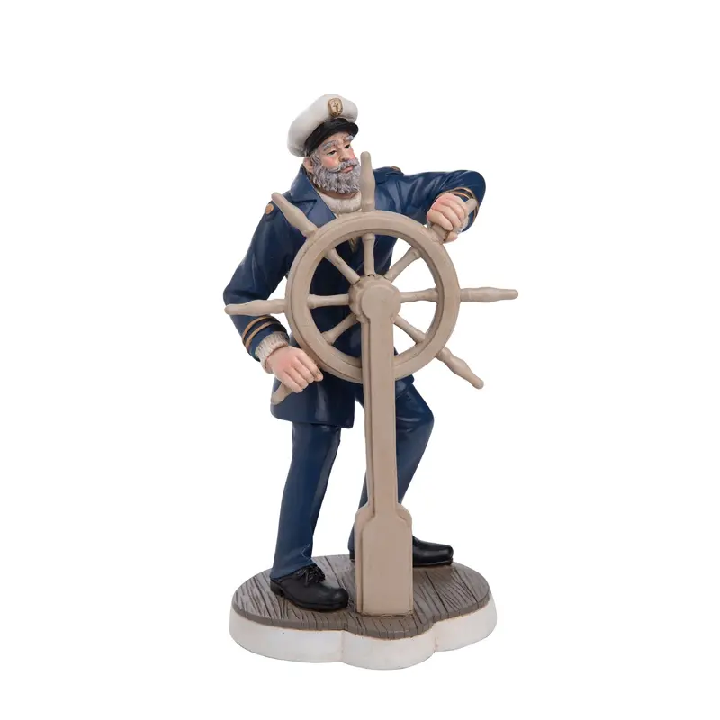 ‘Set Sail’ Captain Resin Figure – 9.45″ Lake-Themed Home Accent