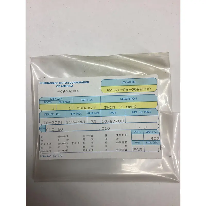Shim Kit Component 5032577
