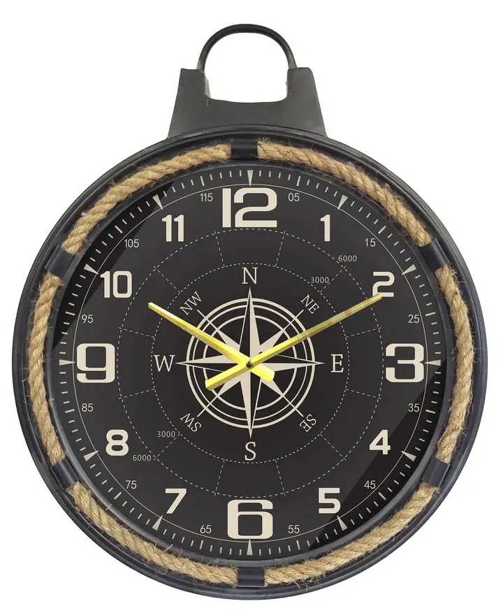 Sisal Rope-Inspired Metal Round Wall Clock