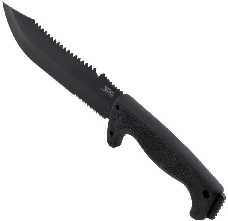 SOG Jungle Primitive Machete – Partially Serrated Blade with Nylon Sheath (F03TN-CP)
