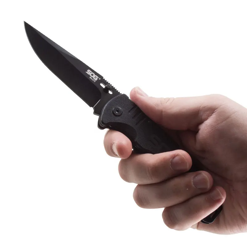 SOG Salute Tactical Folding Knife – Black Oxide Coated EDC Blade