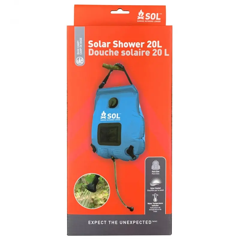 SOL Solar Shower – 20-Liter Portable Gravity-Fed Camping Shower