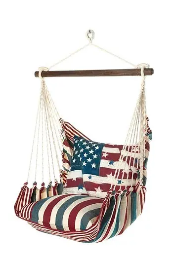 Stars & Stripes Swing Seat with ‘Lake Time’ Embroidery