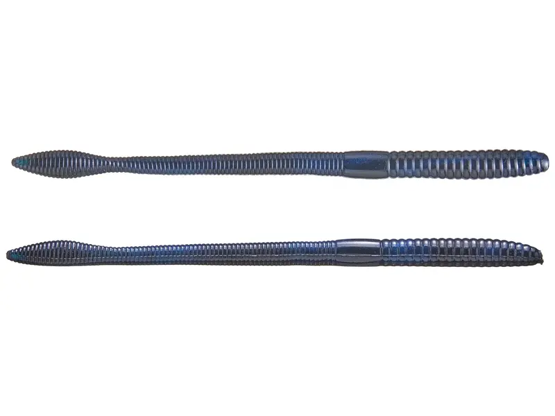 Strike King KVD Finesse Worm – 6.5-Inch, Black/Blue Swirl (12-Pack)
