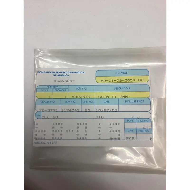 Thin Calibration Shim for Fine-Tuning – Part No. 5032579