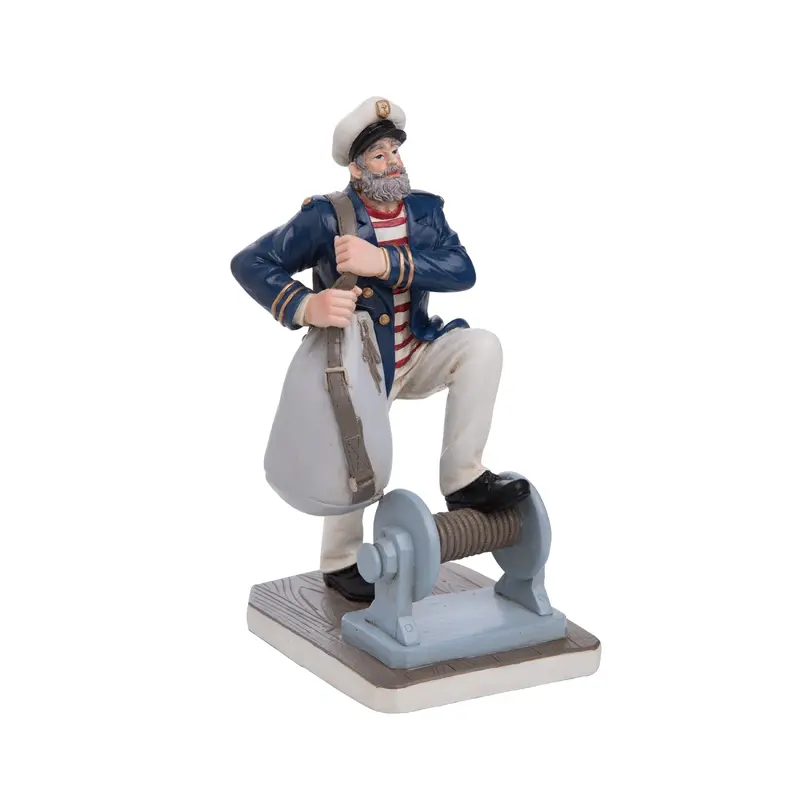Traveling Captain Resin Sculpture – 9.75″ Coastal Decor Piece