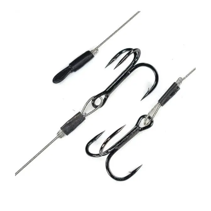 Treble Stinger Rig with Stainless Steel Wire Leader – 3-Pack